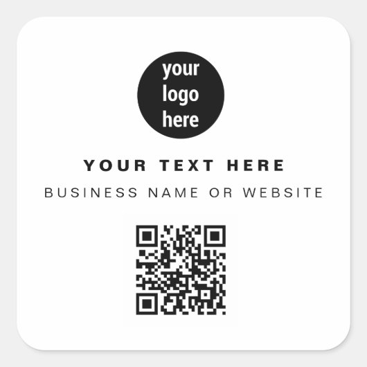 QR-Code-Firmenlogos Modernes Minimalistisches Gesc Quadratischer Aufkleber (Vorderseite)