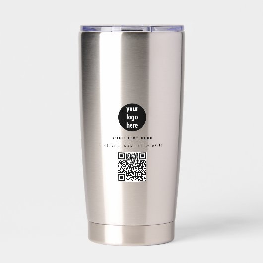 QR-Code-Firmenlogos Modernes Minimalistisches Gesc Thermobecher (Vorderseite)