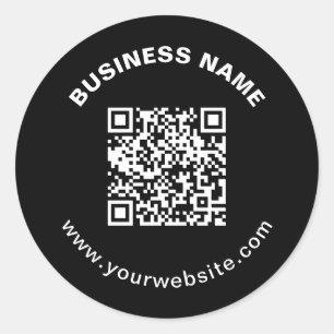 QR-Code & Firmenname mit fetter Kreis-Text Runder Aufkleber