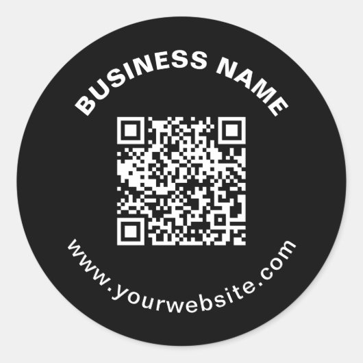 QR-Code & Firmenname mit fetter Kreis-Text Runder Aufkleber (Vorderseite)