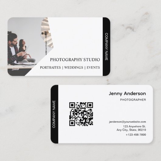 QR-Code Firmenname und Logo-Fotograf Visitenkarte (Vorne/Hinten)