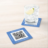 QR Code Firmenname, Website Promo, blau Rechteckiger Pappuntersetzer (Vor Ort)
