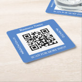 QR Code Firmenname, Website Promo, blau Rechteckiger Pappuntersetzer (angewinkelt)