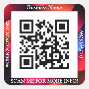 QR-Code Firmenname Website Promo, geometrisch/weiß Quadratischer Aufkleber