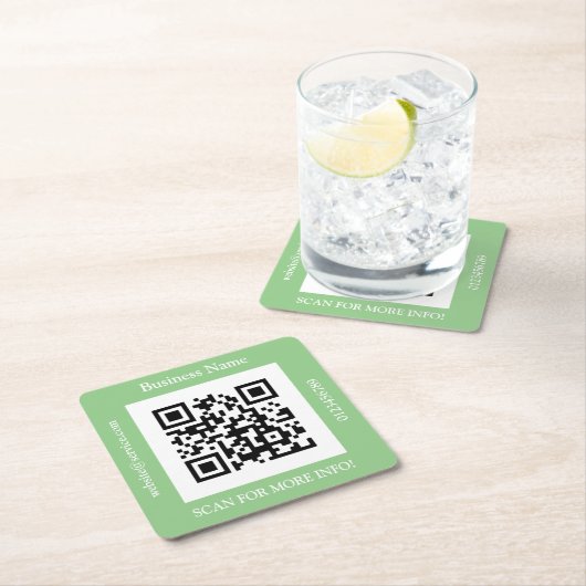 QR Code Firmenname, Website Promo, Red Square P Rechteckiger Pappuntersetzer (Vor Ort)