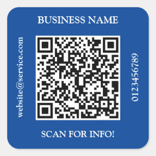 QR-Code Firmenname Website Promo Tiefblau Quadratischer Aufkleber