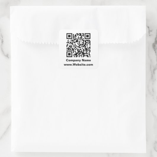 QR-Code Firmenname Website-Template Quadratischer Aufkleber (Tasche)