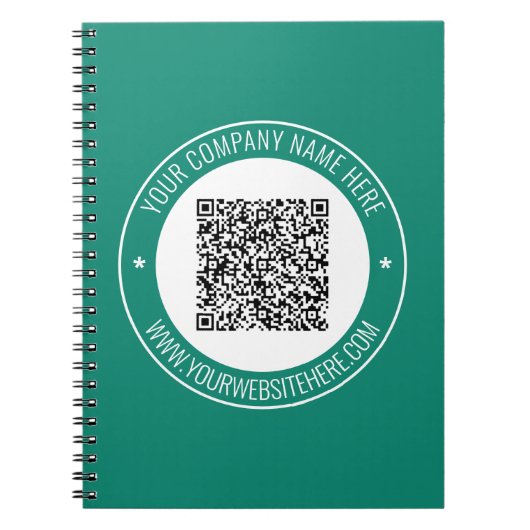 QR Code Firmenname Website Werbefilm Notebook Notizblock (Vorderseite)