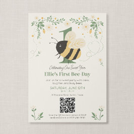 QR-Code First Bee Day Storybook Honigbiene Geburts Einladung