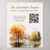 QR-Code Flitterwochen Fonds Herbst See Landhochzei Poster (Vorne)