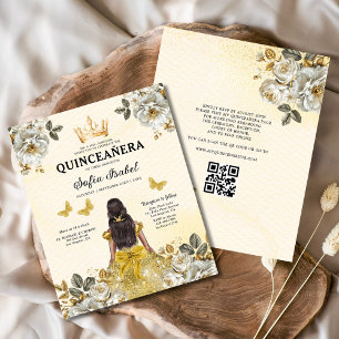 QR Code Floral Gold Butterfly Princess