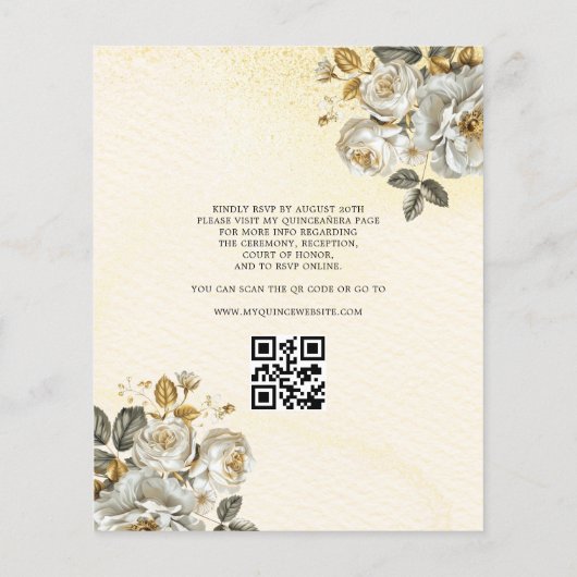 QR Code Floral Gold Butterfly Princess Flyer (Hinten)