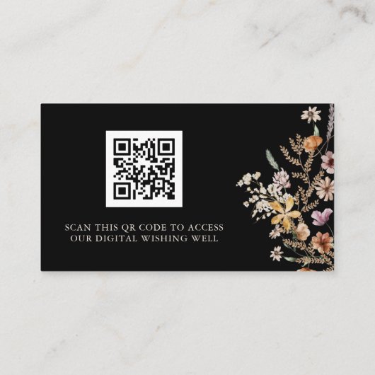 QR Code Floral Honeymoon Wish Enclosure Card Begleitkarte (Rückseite)