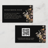 QR Code Floral Honeymoon Wish Enclosure Card Begleitkarte (Vorne/Hinten)