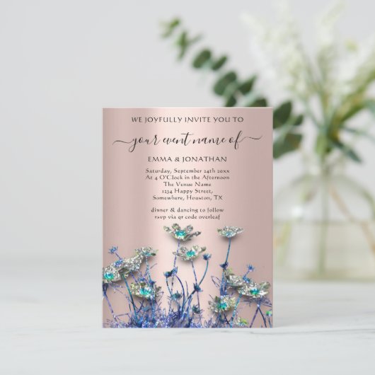 QR CODE Floral Meadow Wildblume Blue Rose (Stehend Vorderseite)