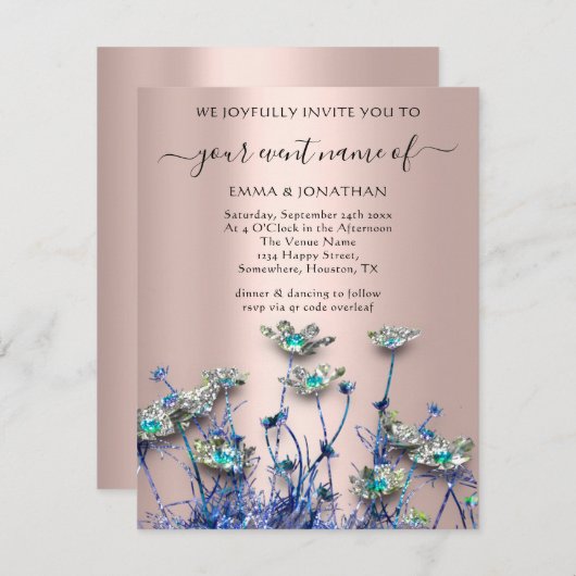 QR CODE Floral Meadow Wildblume Blue Rose (Vorne/Hinten)