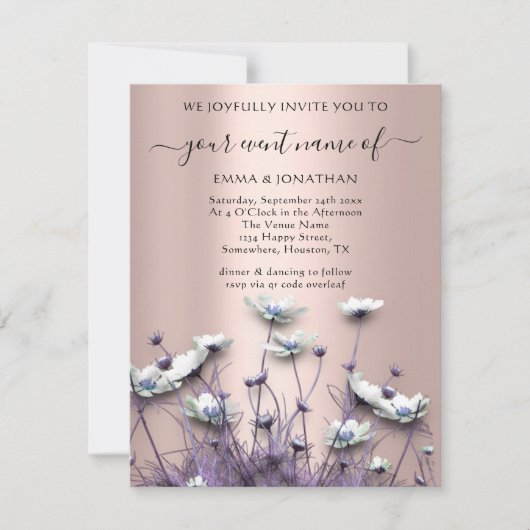 QR CODE Floral Meadow Wildblume Lila Rose (Vorderseite)