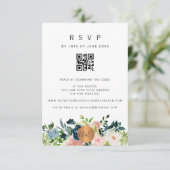 QR CODE florale elegante Hochzeitseinladung RSVP Karte (Stehend Vorderseite)