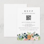 QR CODE florale elegante Hochzeitseinladung RSVP Karte (Vorne/Hinten)