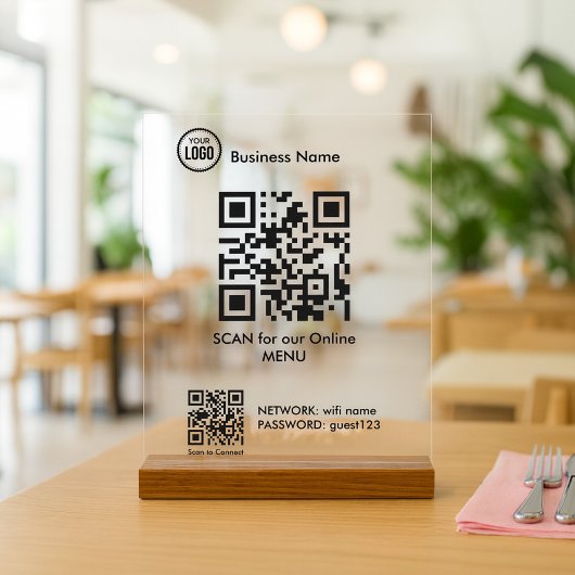 QR Code For Restaurant Coffee Shop Menu Acrylschild