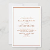 QR Code Formal Burnt Orange Classic Script Wedding Einladung (Vorderseite)