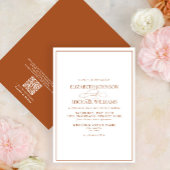 QR Code Formal Burnt Orange Classic Script Wedding Einladung