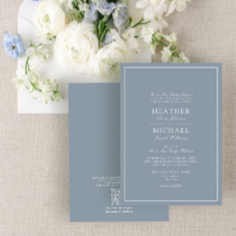 QR Code Formal Dusty Blue Classic Script Wedding Einladung