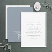 QR Code Formal Dusty Blue Classic Script Wedding Einladung