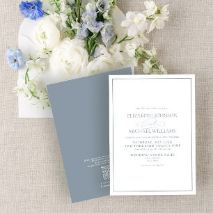 QR Code Formal Dusty Blue Classic Script Wedding Einladung