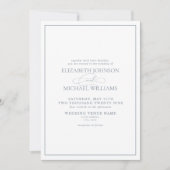 QR Code Formal Dusty Blue Classic Script Wedding Einladung (Vorderseite)