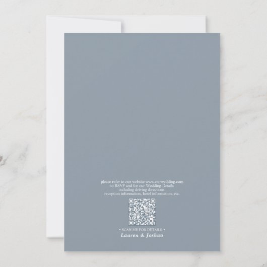 QR Code Formal Dusty Blue Classic Script Wedding Einladung (Rückseite)