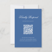 QR Code Formale Blue Monogram Wappen Script Hochze RSVP Karte (Vorderseite)