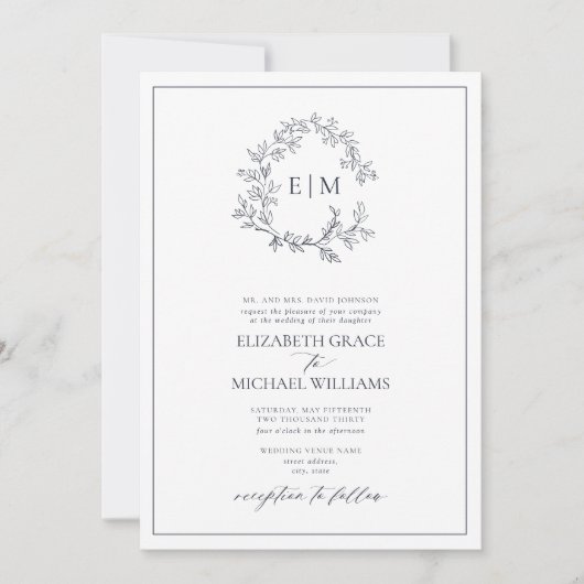 QR-Code Formelles Monogramm für das blaue Wappen d Einladung (Vorderseite)