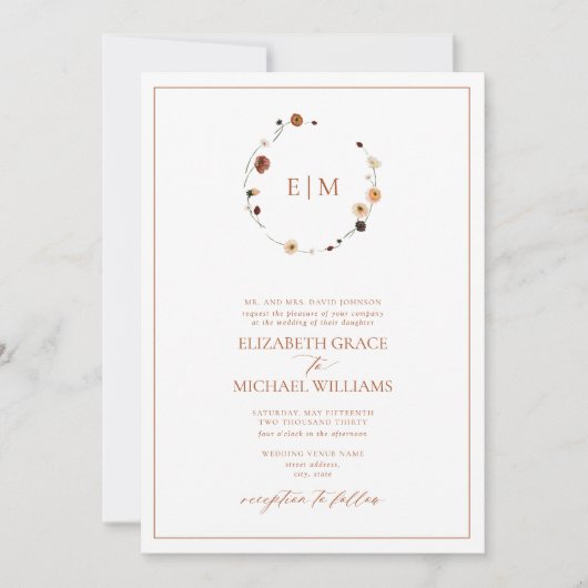 QR-Code Formelles Orange Wappen Monogramm Einladung (Vorderseite)