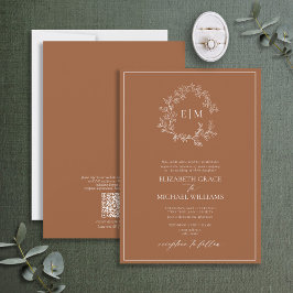 QR-Code Formelles Terracotta-Wappen Monogramm Einladung