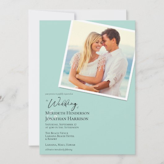 QR Code Foto Beach Sea Glass Einfaches Elegant Einladung (Vorderseite)