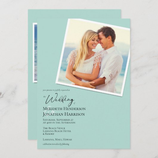 QR Code Foto Beach Sea Glass Einfaches Elegant Einladung (Vorne/Hinten)