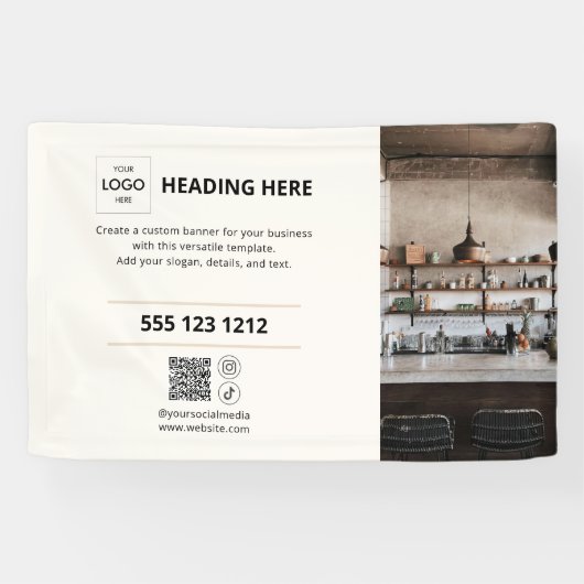 QR-Code-Foto Beige-Banner Banner (Horizontal)