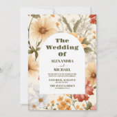 QR Code Foto Boho Wildblume Botanische Hochzeit Einladung (Vorderseite)