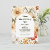 QR Code Foto Boho Wildblume Botanische Hochzeit Einladung (Stehend Vorderseite)