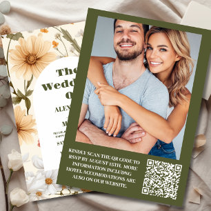 QR Code Foto Boho Wildblume Botanische Hochzeit Einladung