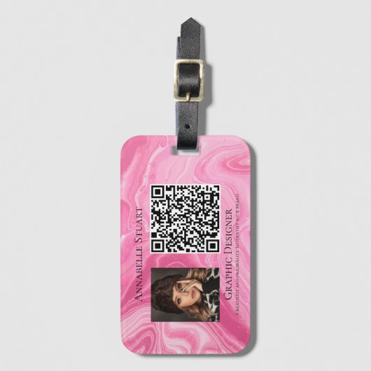 QR-Code Foto Business Company Gepäckanhänger (Vorderseite Vertikal)