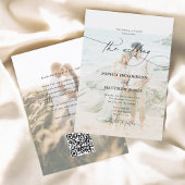 QR Code Foto Calligraphy Elegant Wedding Einladung