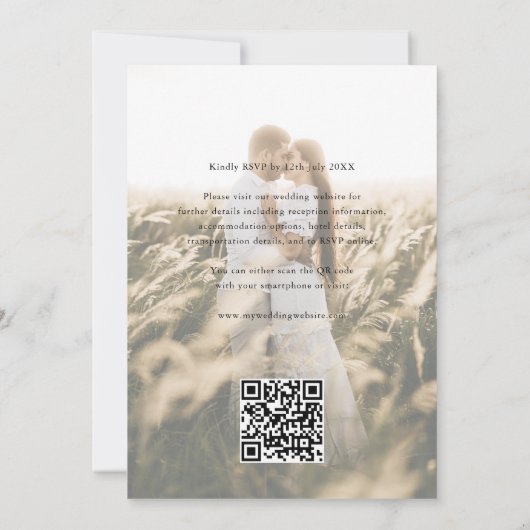 QR Code Foto Calligraphy Elegant Wedding Einladung (Rückseite)