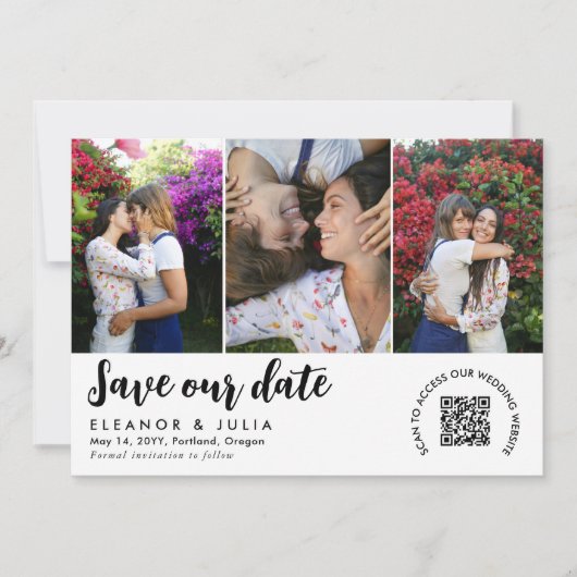 QR Code Foto Collage Wedding Save the Date (Vorderseite)