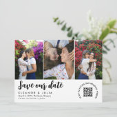 QR Code Foto Collage Wedding Save the Date (Stehend Vorderseite)