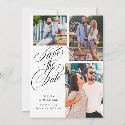 QR-Code Foto Collage Wedding Save The Date (Vorderseite)