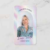 QR Code Foto des modernen holografischen Chic-Ästh Visitenkarte (Vorderseite)