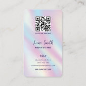 QR Code Foto des modernen holografischen Chic-Ästh Visitenkarte (Rückseite)