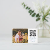 QR Code & Foto Dove Blue Wedding Website Details Begleitkarte (Stehend Vorderseite)